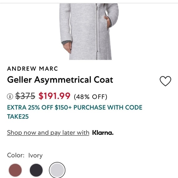 Andrew Marc Geller Assymetrical Long Coat Size M In Ivory - Picture 16 of 16
